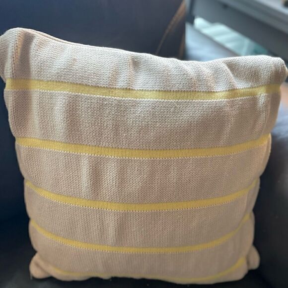 16” Southern Tide Bayside Knit Yellow Stripe Throw Pillow EPC - Picture 3 of 7
